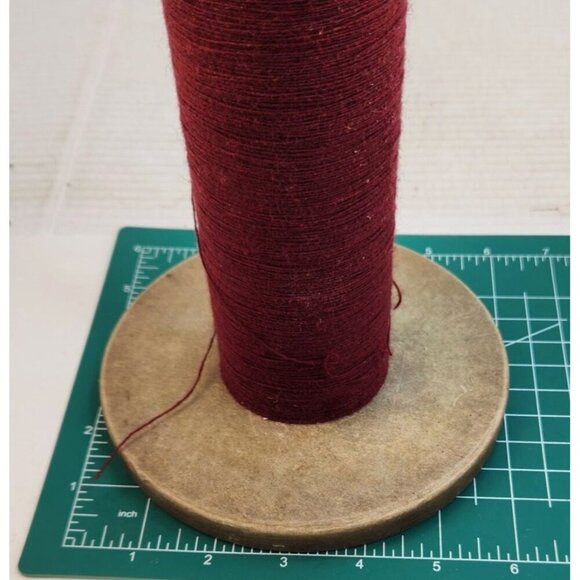 Vintage Spinning Machine Textile Spool Bobbin With Burgundy Thread Yarn 13x6 inc - Picture 4 of 10